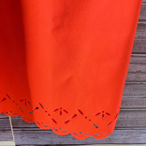J Crew Bright Orange Laser Cut Shift Dress Size 6 - Picture 7 of 12